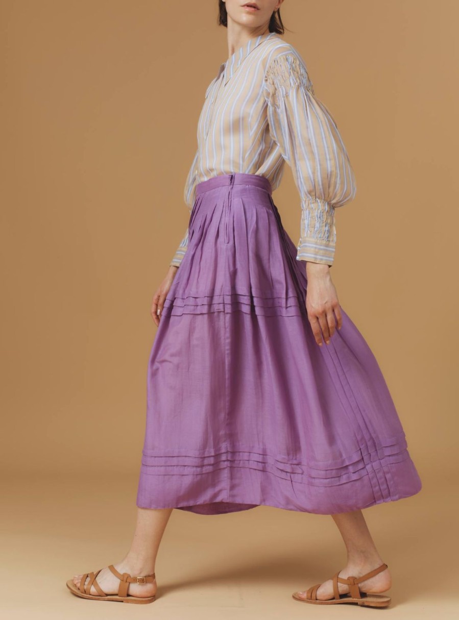 Skirts Thierry Colson | Zazou Skirt - Optical Pleats Wisteria