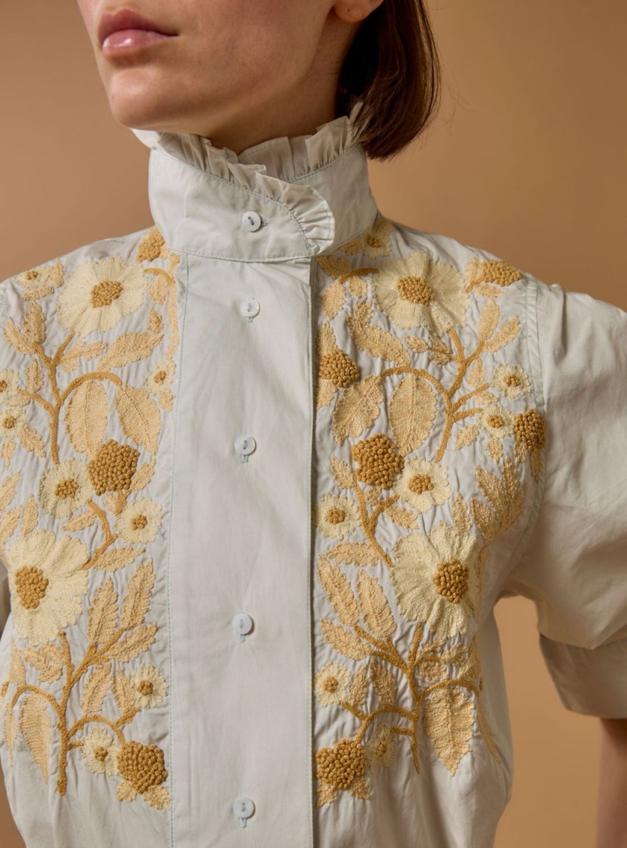 Tops Thierry Colson | Vita Blouse - Balkan Embroideries - Cabbage White