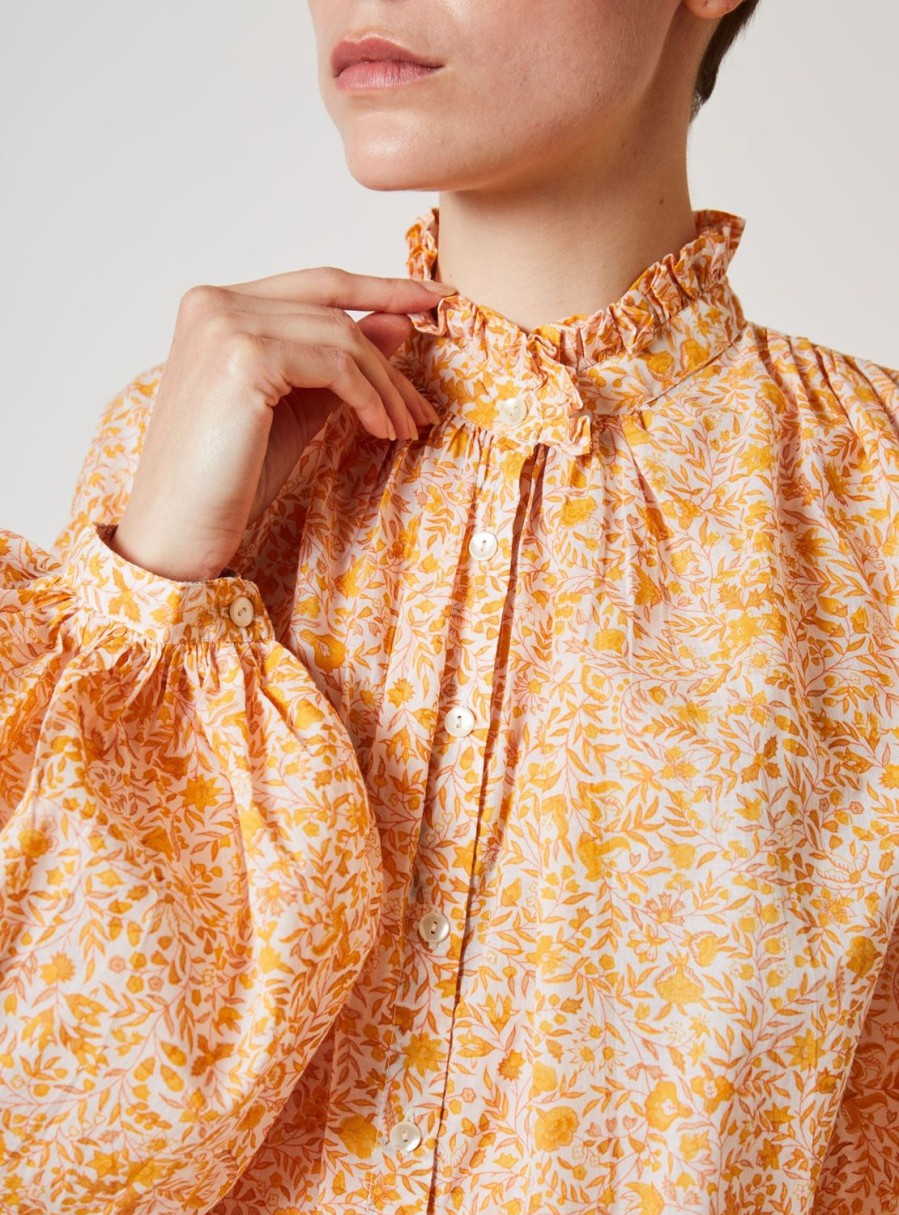 Tops Thierry Colson | Slava Blouse - Floral Jaal - Monochrome Mango Monochrome Orange