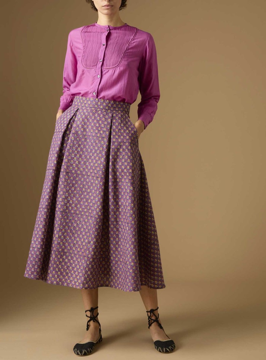 Skirts Thierry Colson | Wynona Linen Skirt - Provencal Mignardises Rosewood / Yellow