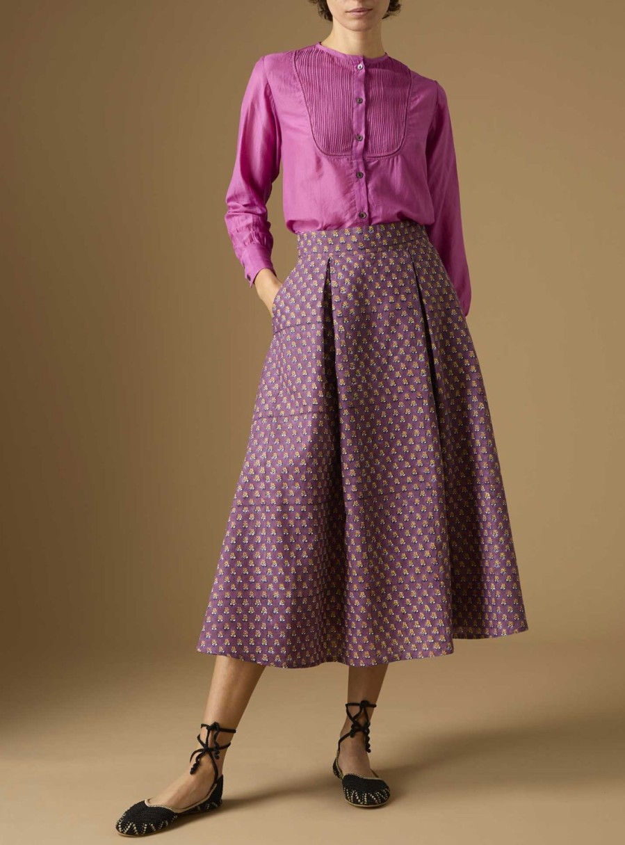 Skirts Thierry Colson | Wynona Linen Skirt - Provencal Mignardises Rosewood / Yellow