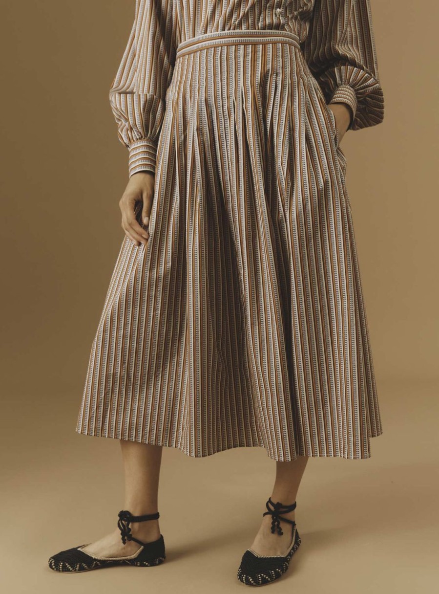 Skirts Thierry Colson | Zazou Skirt - Caviar Stripes Copper