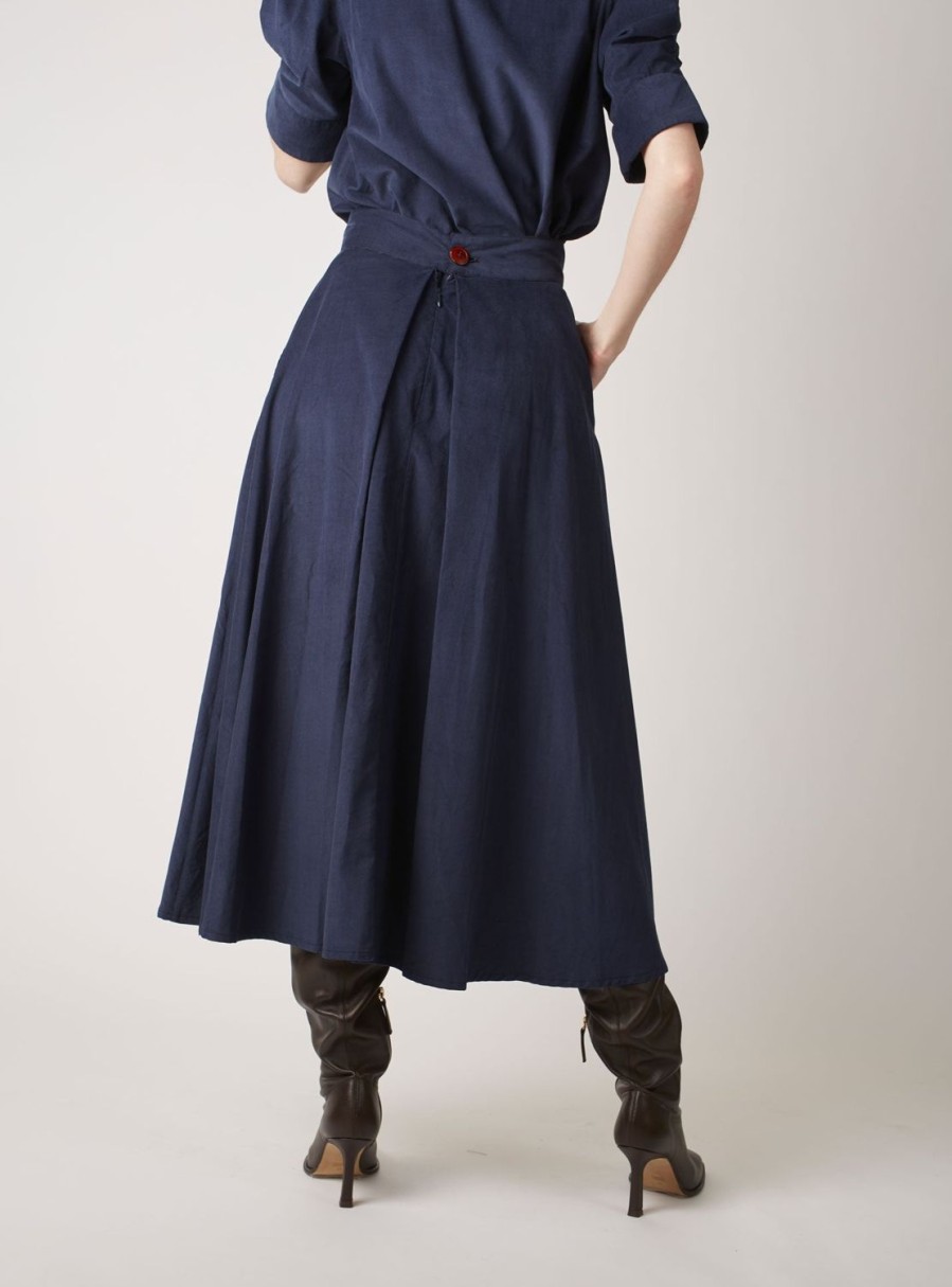 Skirts Thierry Colson | Wynona Skirt - Plain Corduroy Prussian Blue