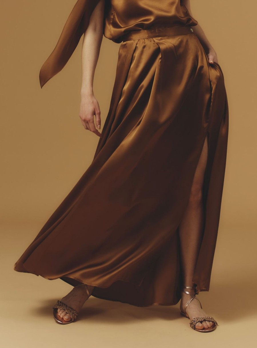 Skirts Thierry Colson | Silvana Skirt Long - Silk Copper