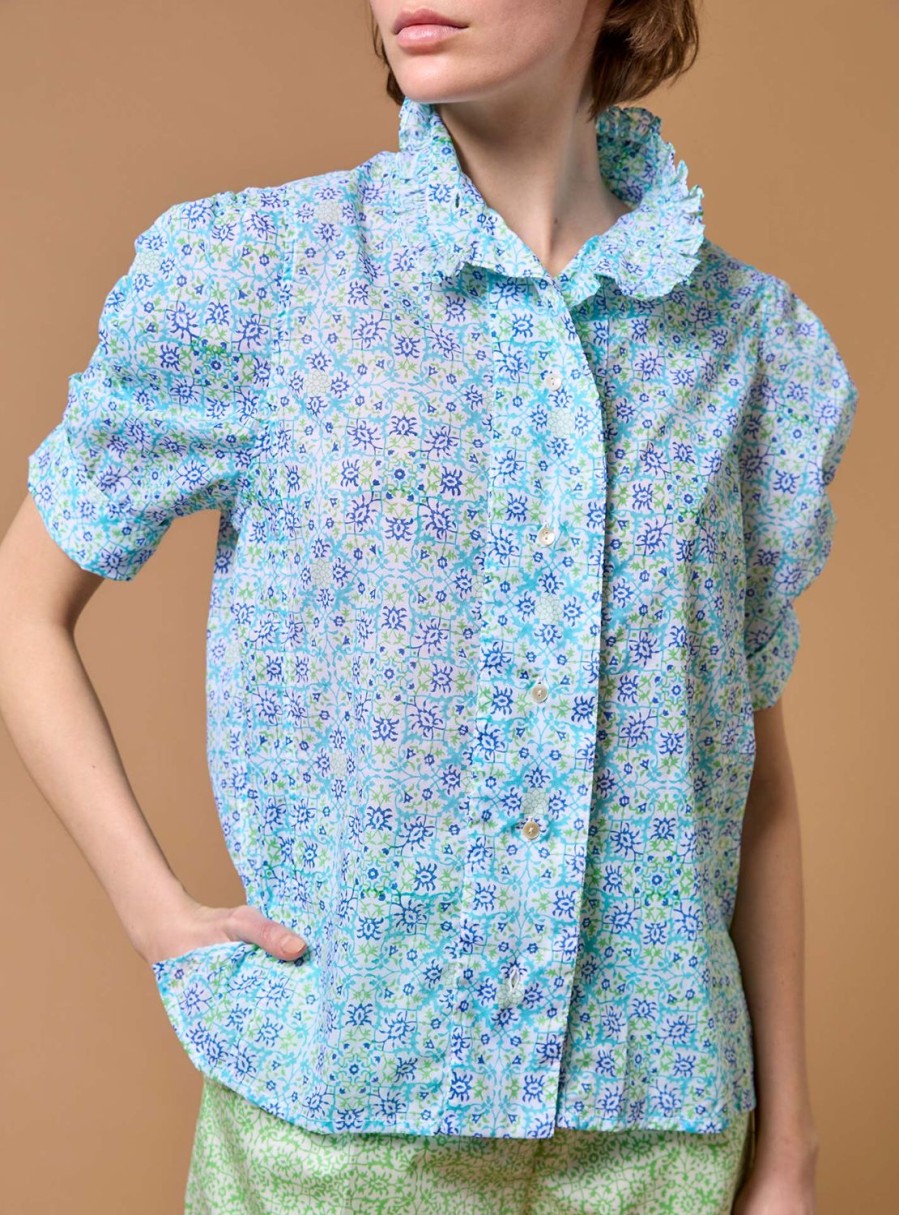 Tops Thierry Colson | Vita Blouse - Mughal Blockprint Multico Blue