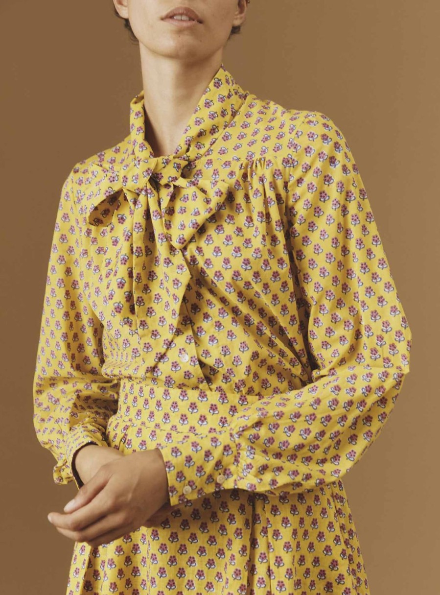 Tops Thierry Colson | Alba Voile Blouse - Provencal Mignardises Yellow / Magenta