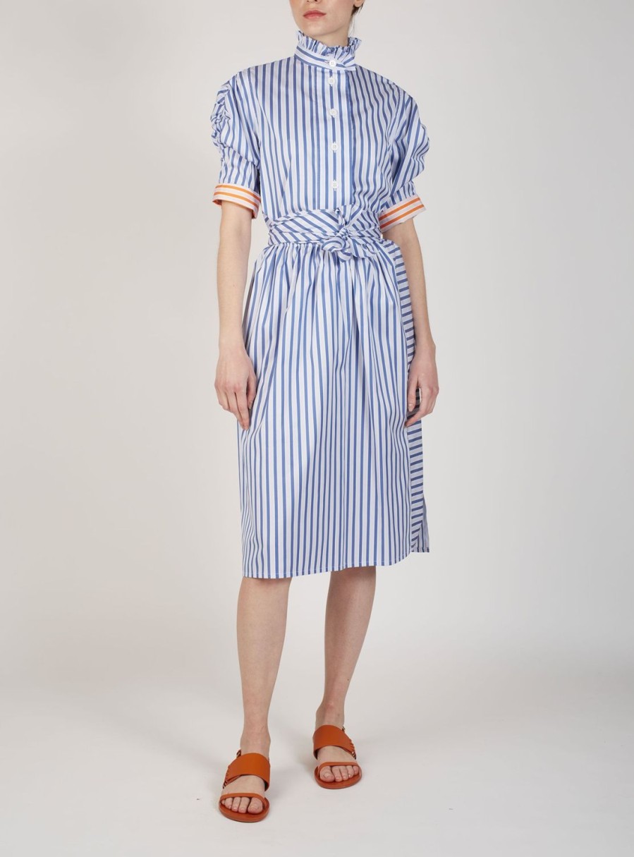 Skirts Thierry Colson | Ylang Knee Skirt - Mayfair - Navy Stripes Navy / White