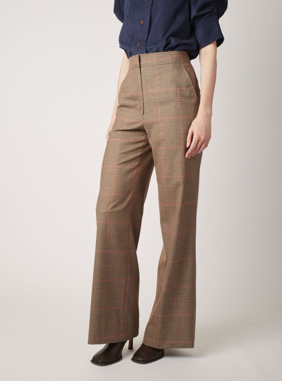 Trousers & Shorts Thierry Colson | Yawa Prince Of Wales Trouser - Brown Multico