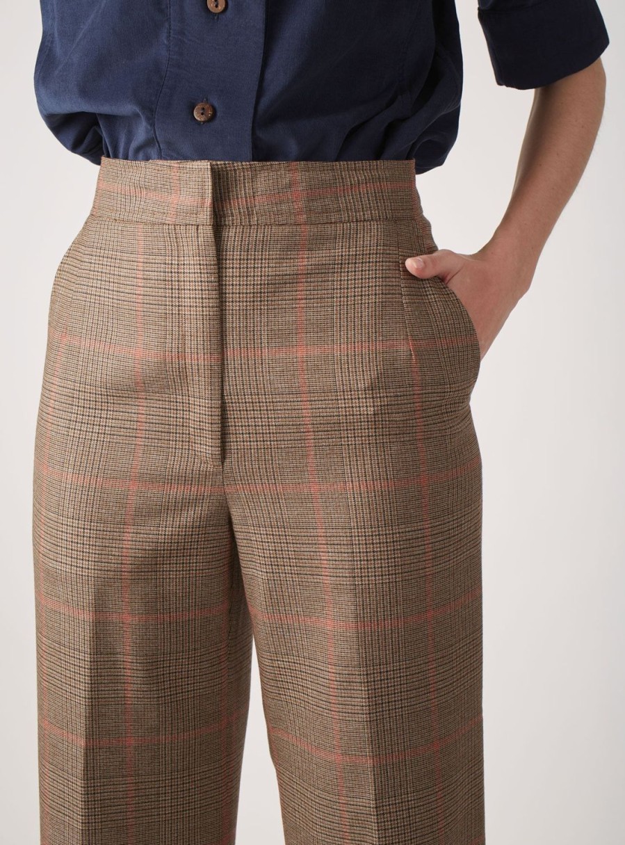 Trousers & Shorts Thierry Colson | Yawa Prince Of Wales Trouser - Brown Multico