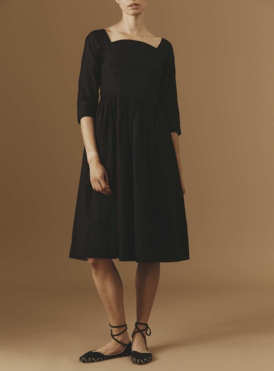 Dresses Thierry Colson | Amalia Dress - Plain Poplin Black