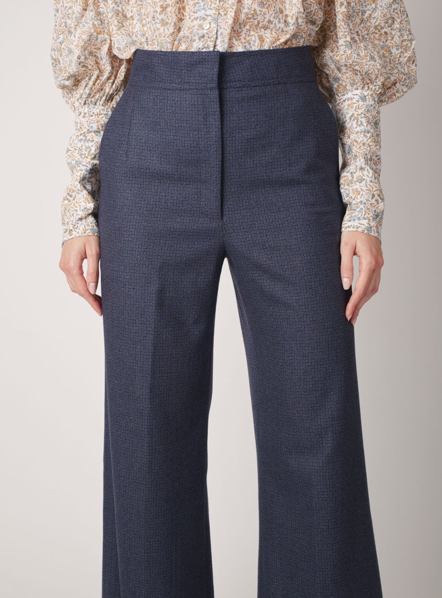 Trousers & Shorts Thierry Colson | Yawa Small Checks Trouser Blue