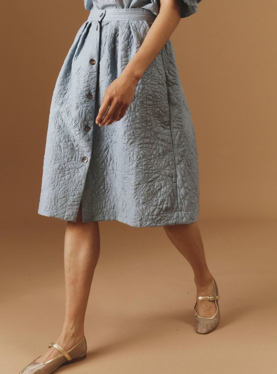 Skirts Thierry Colson | Riviera Skirt - Boutis - Blue/Grey Blue / Grey