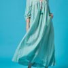 Dresses Thierry Colson | Eva Midi Dress - Glitter Zig Zag Embroidery Mint