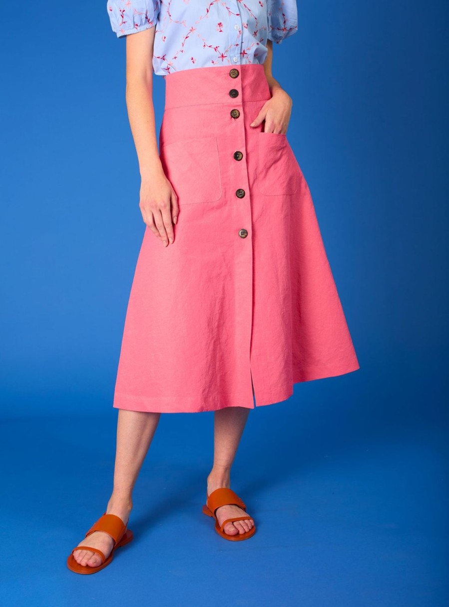 Skirts Thierry Colson | Yardley Skirt - The Gentle Gardener Bubblegum Lining Bluet