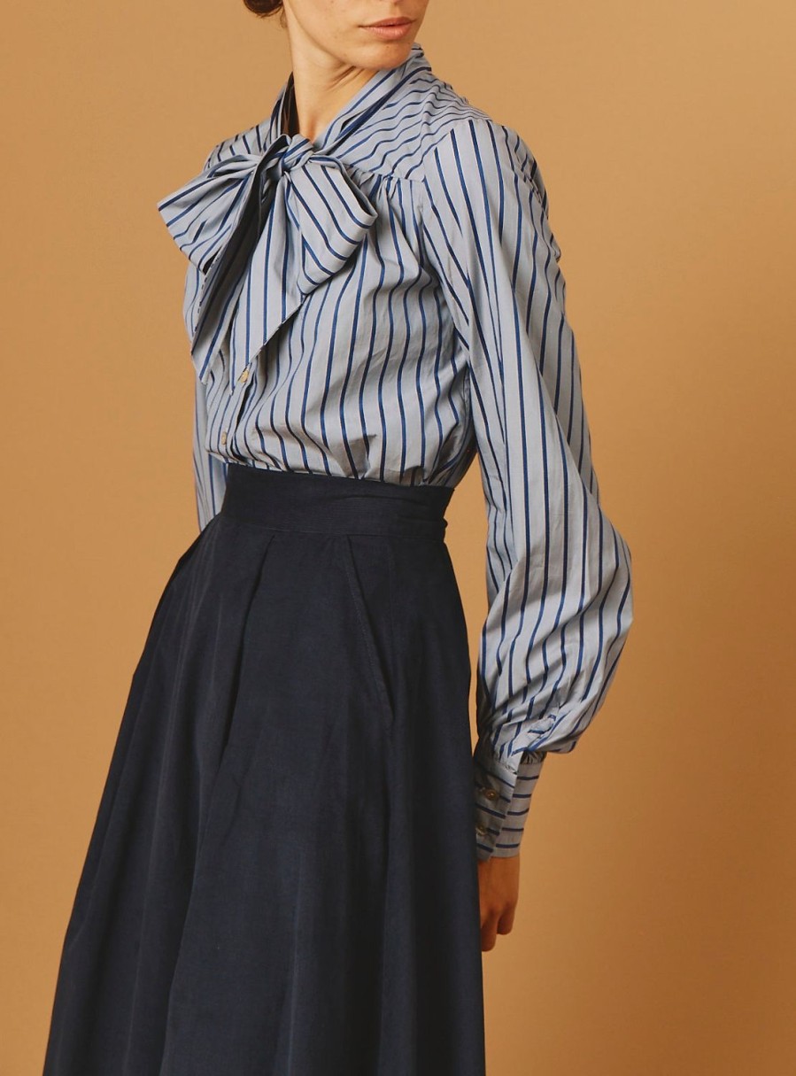 Tops Thierry Colson | Alba Blouse - County - Grey Navy Stripes Grey / Navy