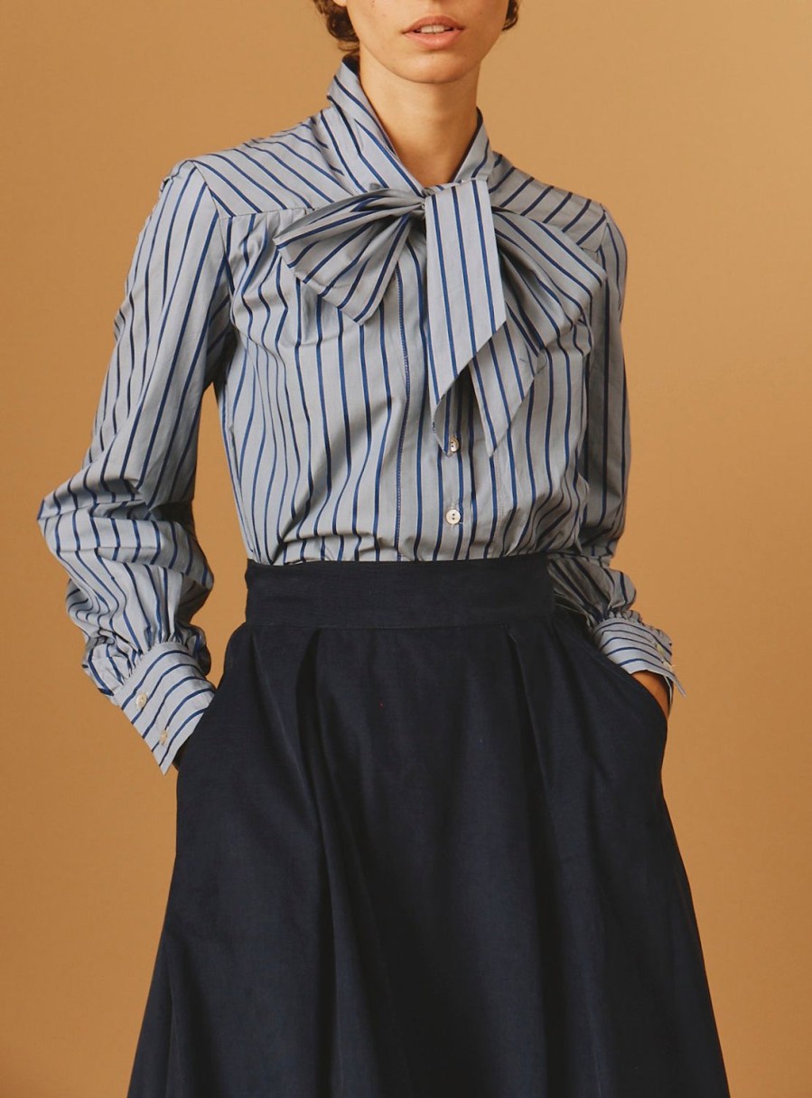 Tops Thierry Colson | Alba Blouse - County - Grey Navy Stripes Grey / Navy