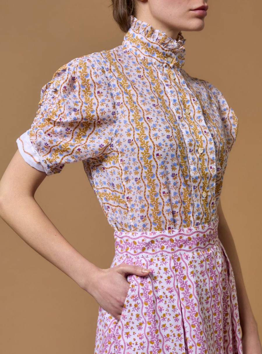 Tops Thierry Colson | Vita Blouse - Liselund Print Mustard / Bluebell