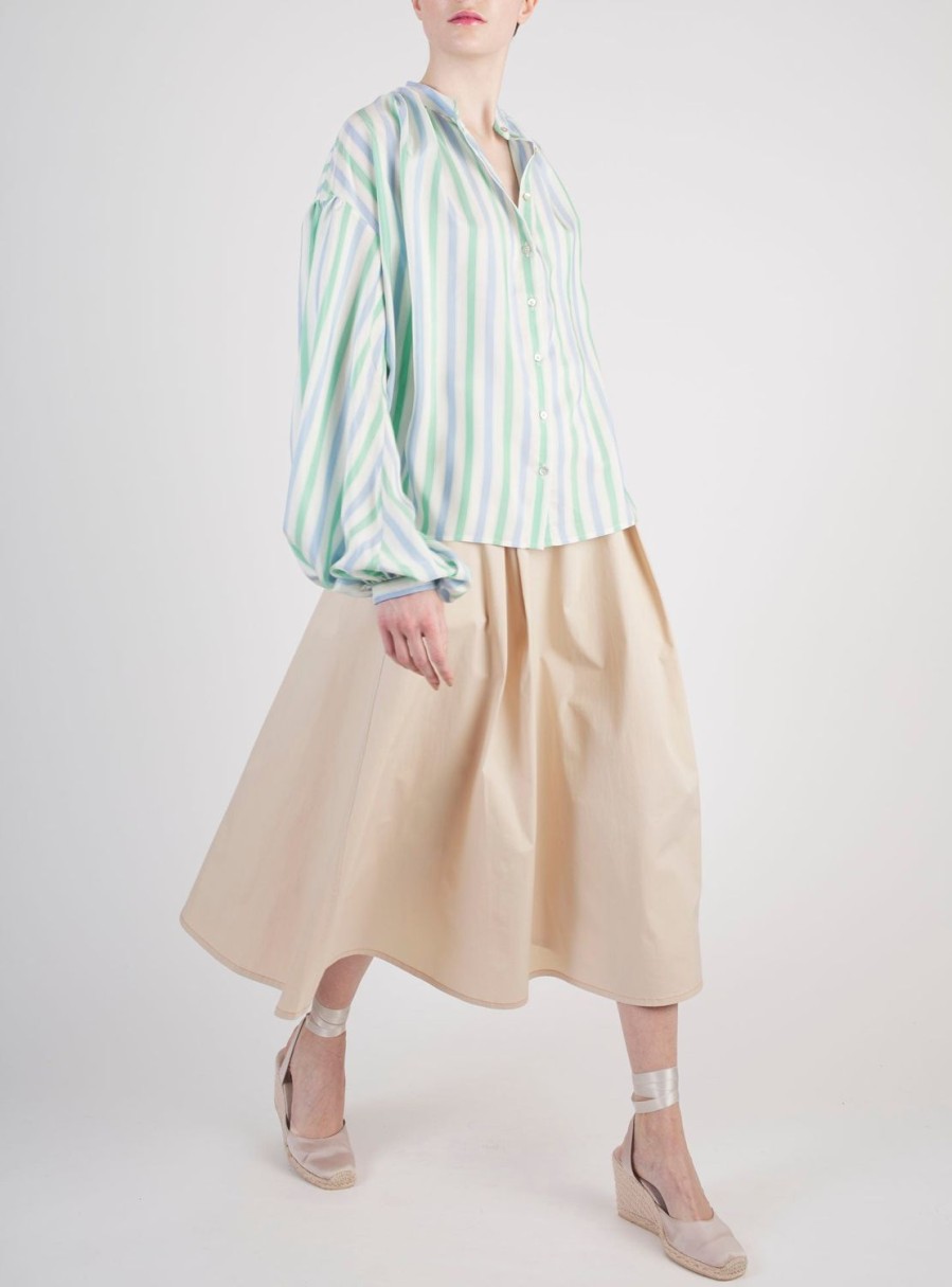 Tops Thierry Colson | Slava Blouse - Stripes Ottoman Blue Sky & Green