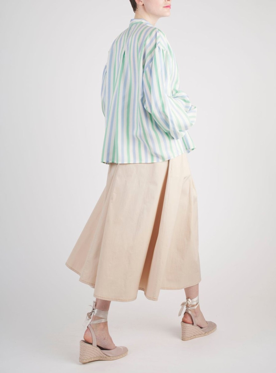 Tops Thierry Colson | Slava Blouse - Stripes Ottoman Blue Sky & Green