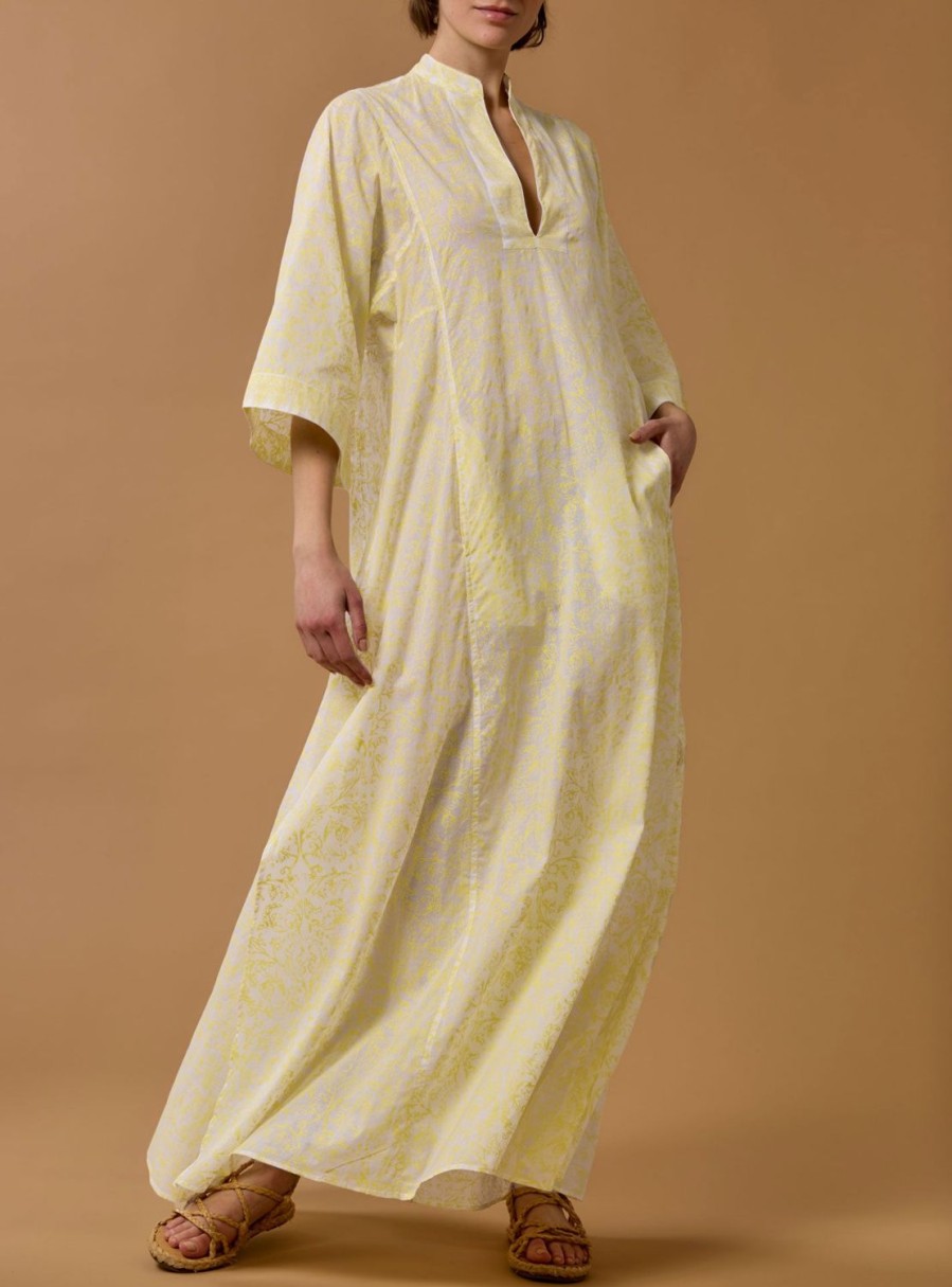 Dresses Thierry Colson | Rachel Long Kaftan - Evora Print Lemon