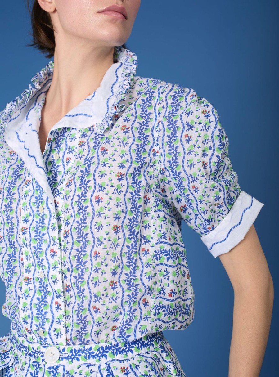 Tops Thierry Colson | Vita Blouse - Liselund Print Green / Cobalt