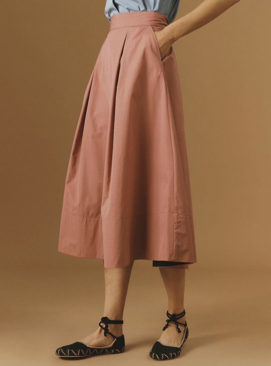 Skirts Thierry Colson | Wynona Skirt - Plain Poplin Rosewood