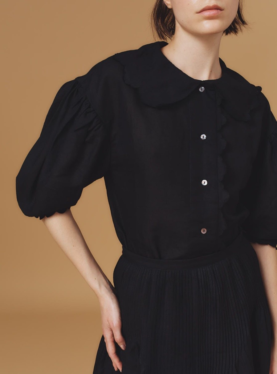 Tops Thierry Colson | Vanina Blouse - Barocco Scallops Black