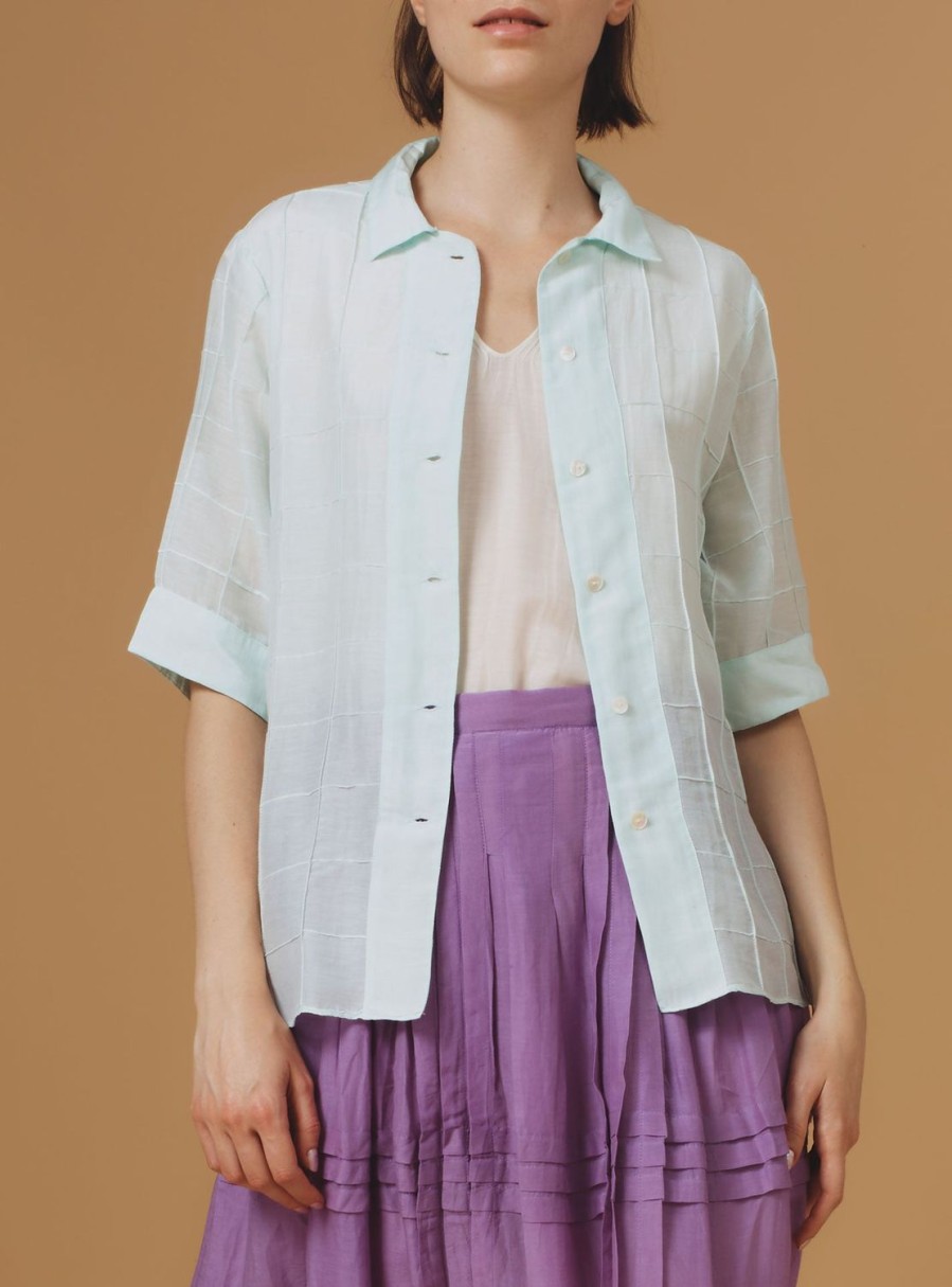 Tops Thierry Colson | Zouk Shirt - Optical Pleats Mint