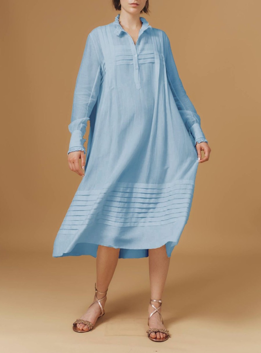 Dresses Thierry Colson | Zita Dress - Optical Pleats Heaven Blue