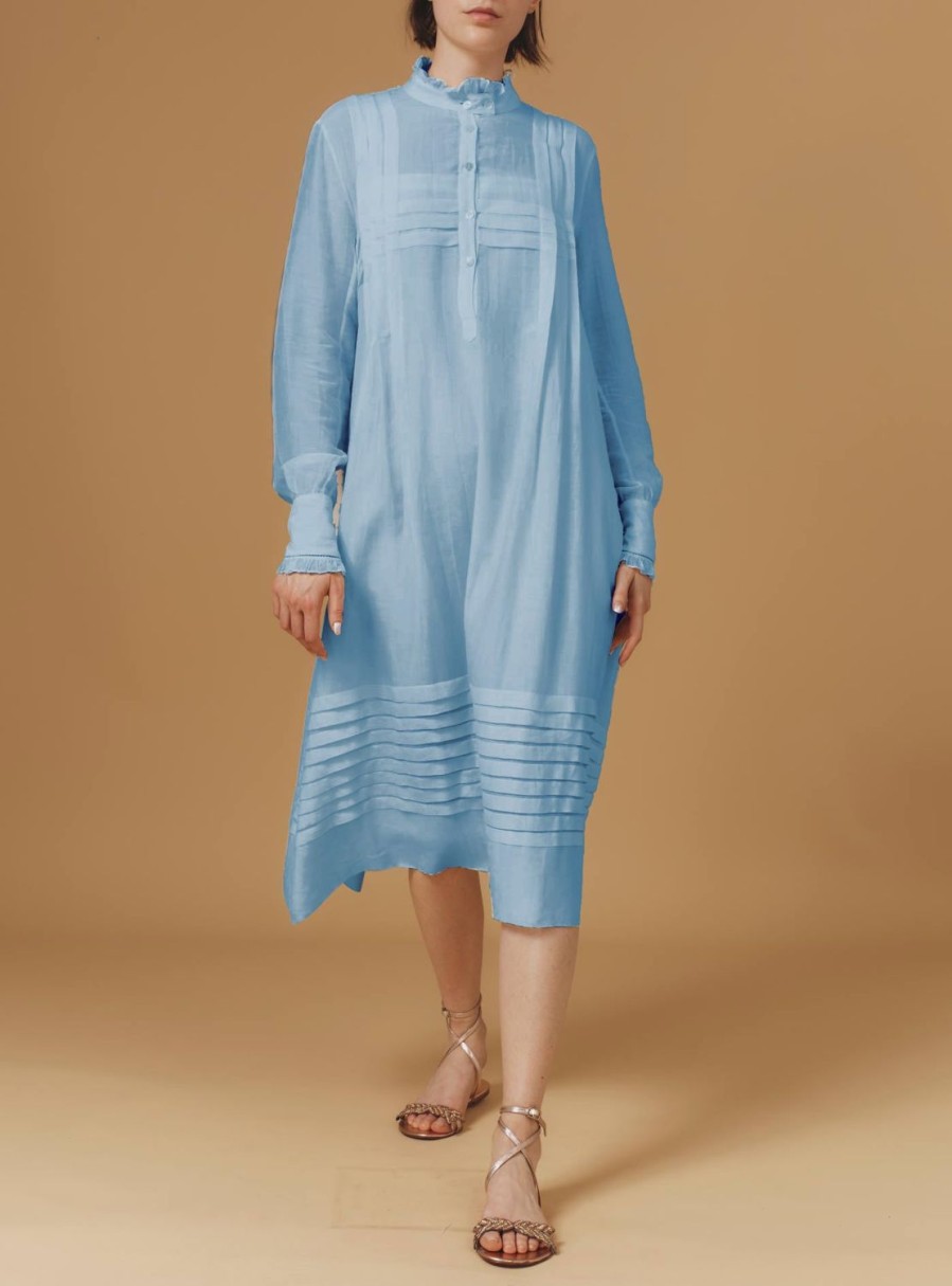 Dresses Thierry Colson | Zita Dress - Optical Pleats Heaven Blue