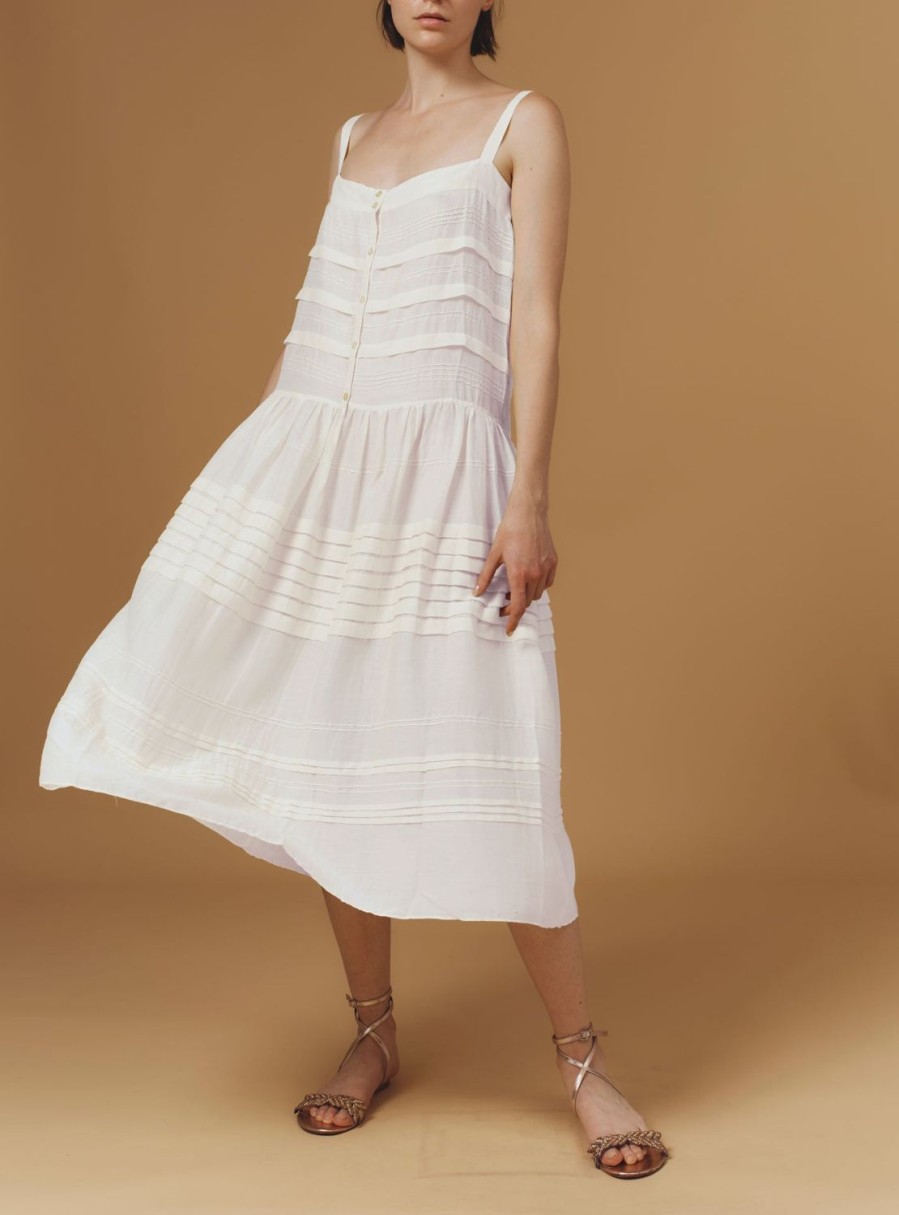 Dresses Thierry Colson | Zafiria Dress - Optical Pleats Off White