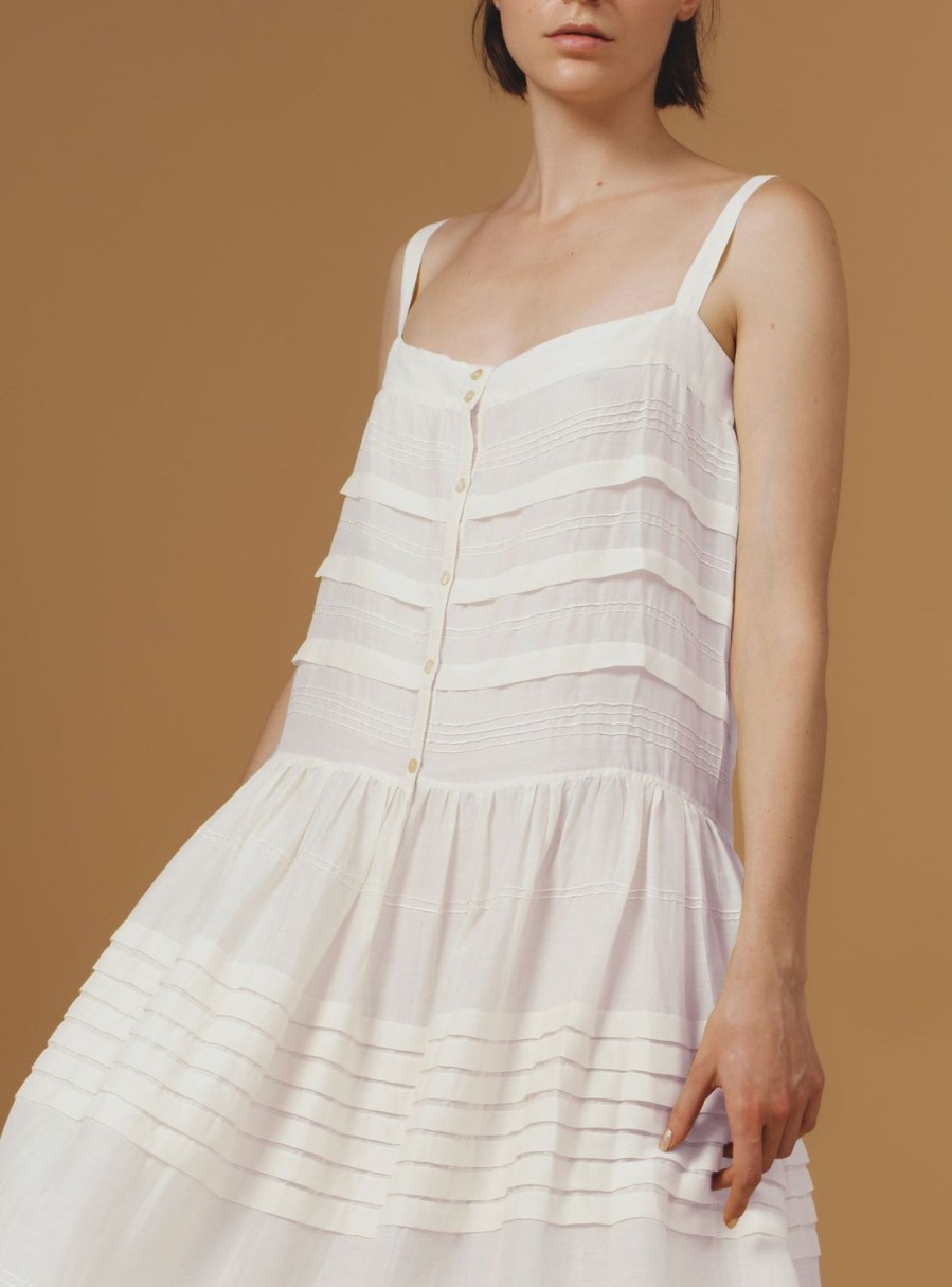 Dresses Thierry Colson | Zafiria Dress - Optical Pleats Off White