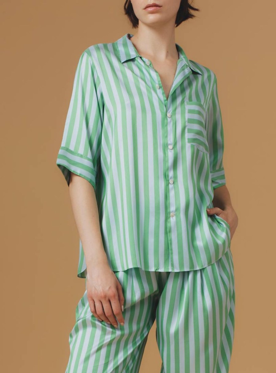 Tops Thierry Colson | Zouk Shirt - Bouboulina Stripes - Emerald