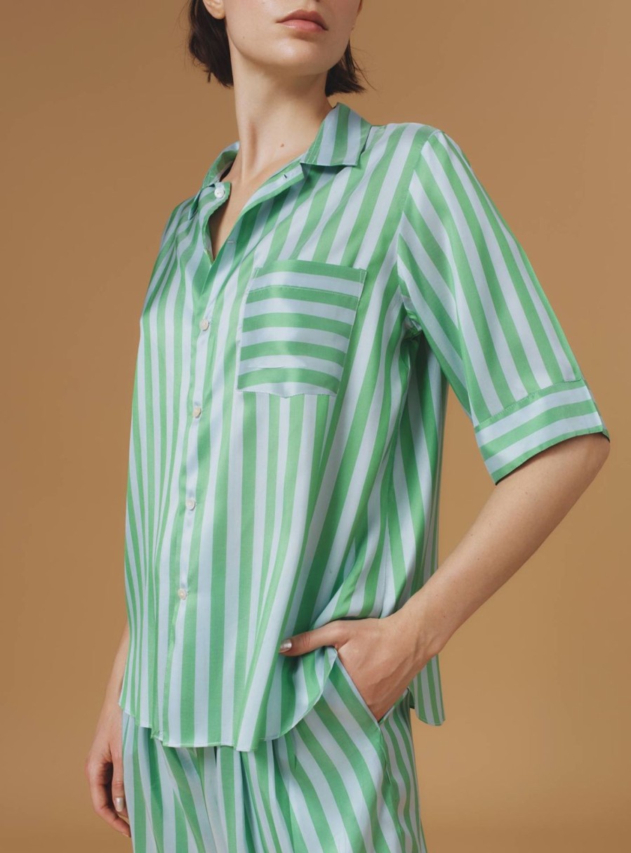 Tops Thierry Colson | Zouk Shirt - Bouboulina Stripes - Emerald