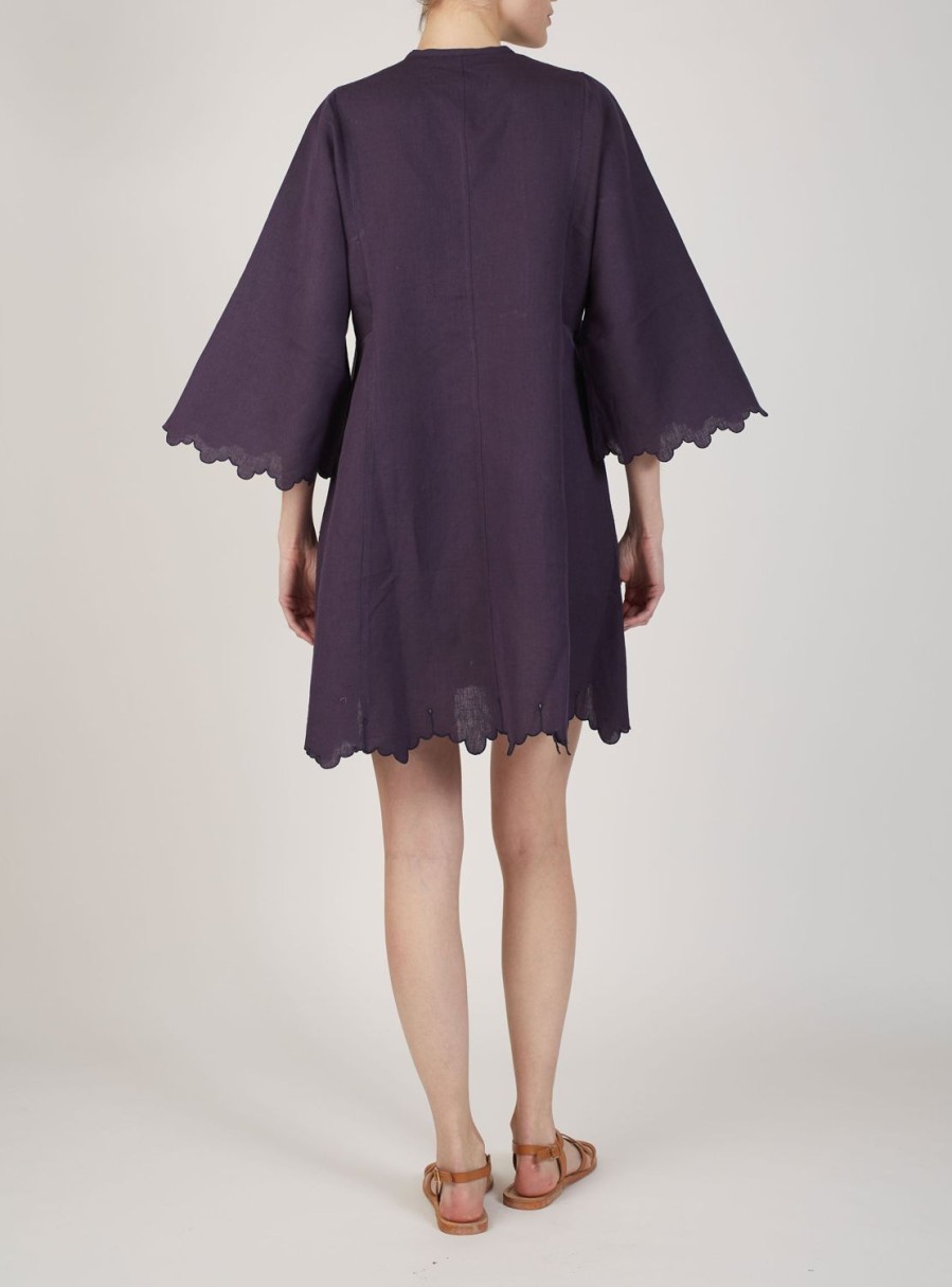 Dresses Thierry Colson | Rachel Mini Kaftan - Barocco Scallops Navy