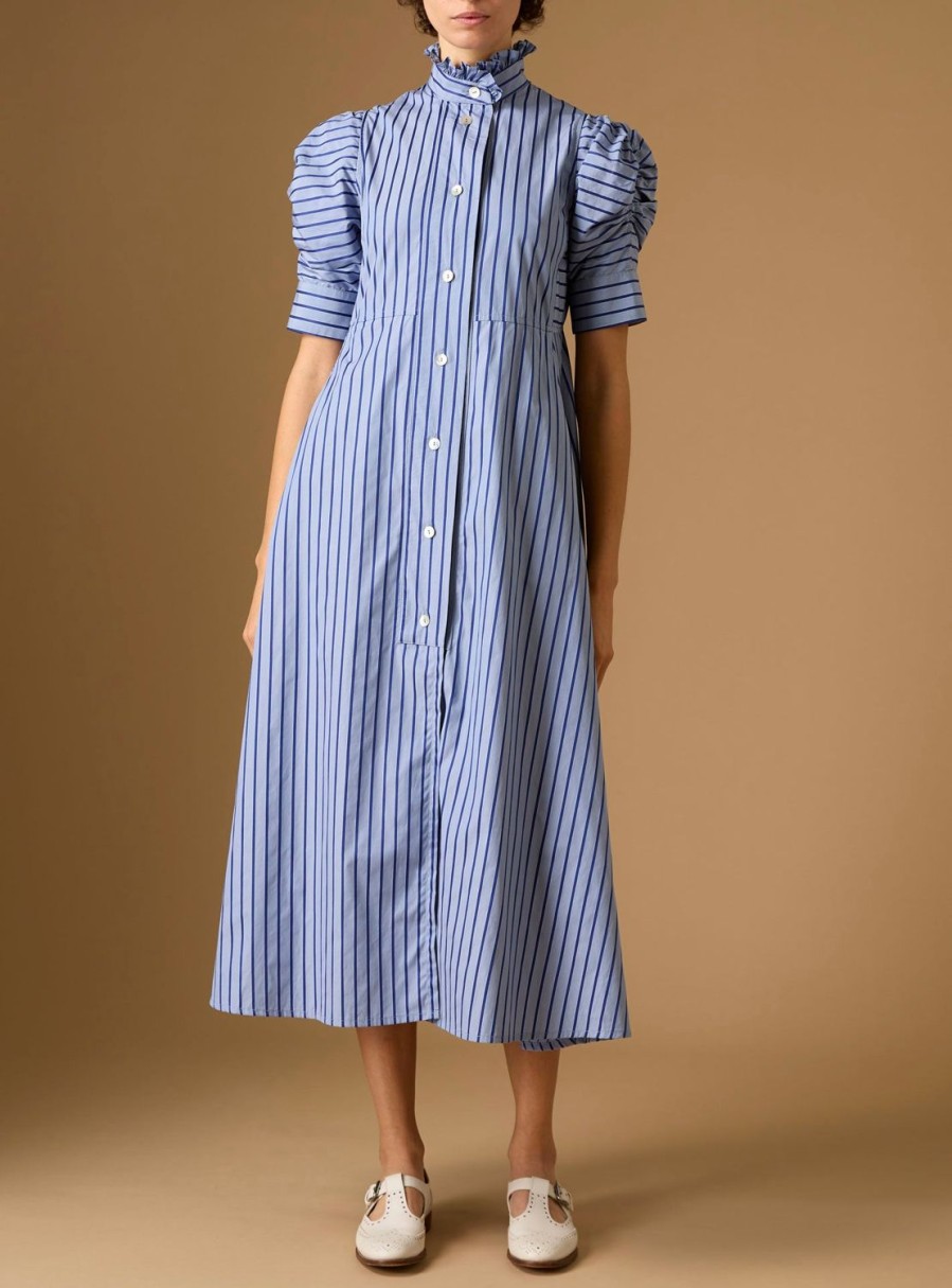 Dresses Thierry Colson | Venetia Dress - County Grey Navy Stripes