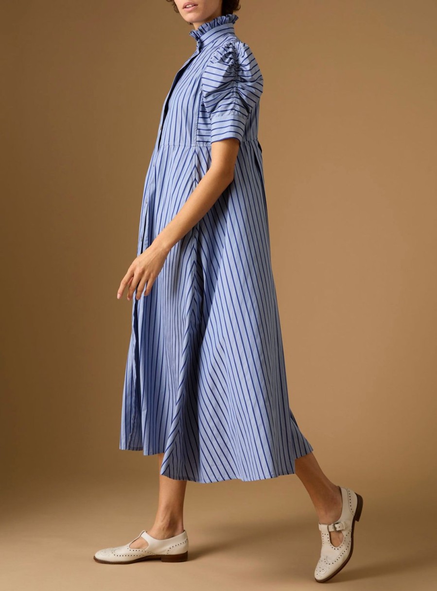 Dresses Thierry Colson | Venetia Dress - County Grey Navy Stripes