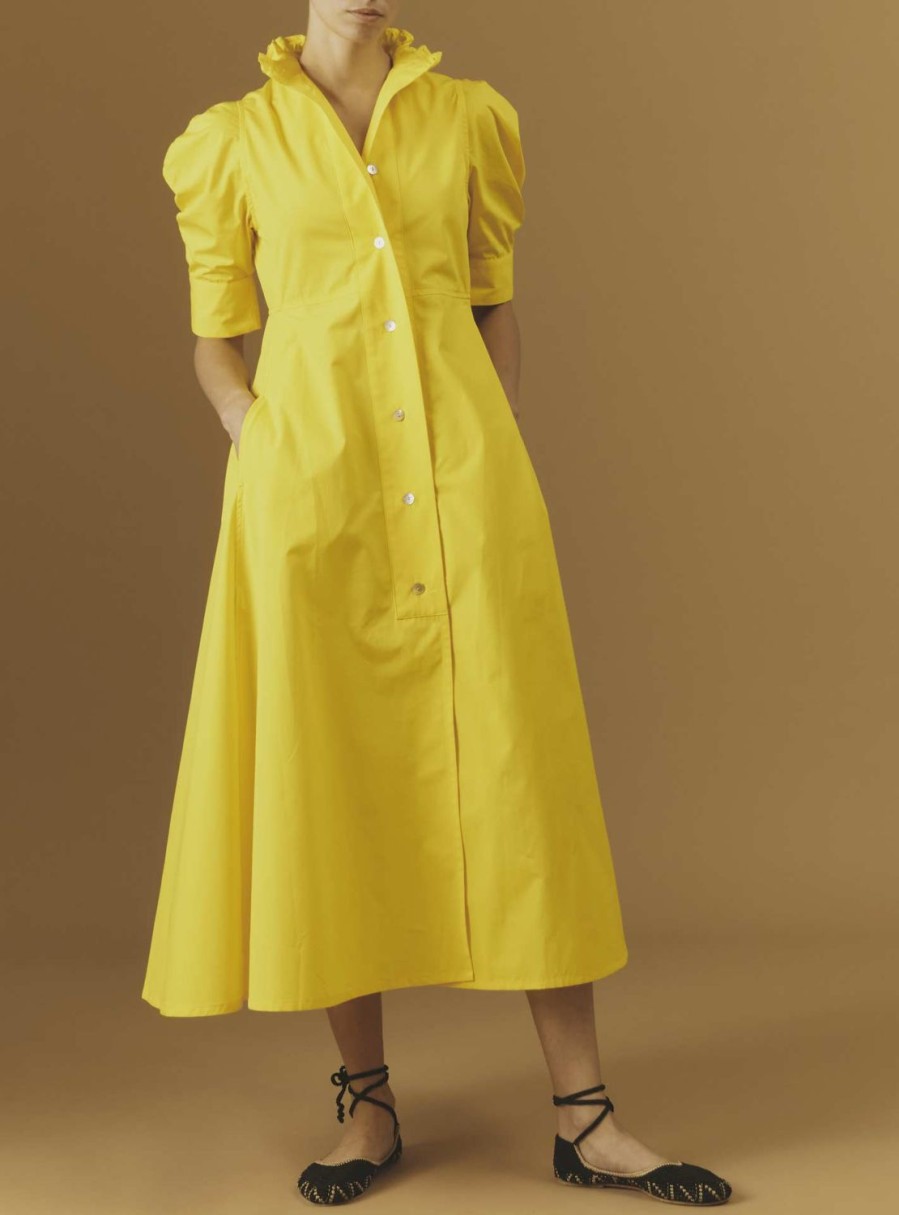 Dresses Thierry Colson | Venetia Dress - Plain Poplin Yellow