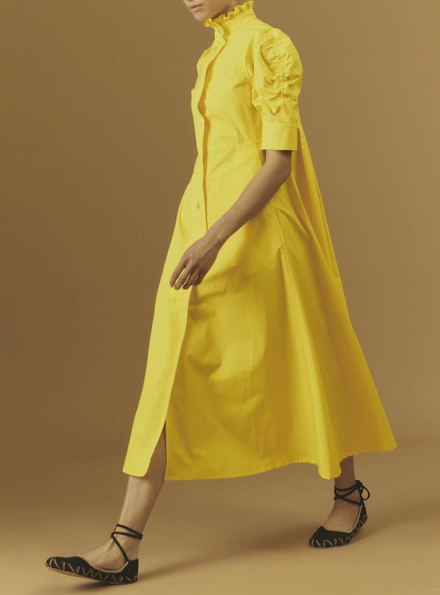 Dresses Thierry Colson | Venetia Dress - Plain Poplin Yellow