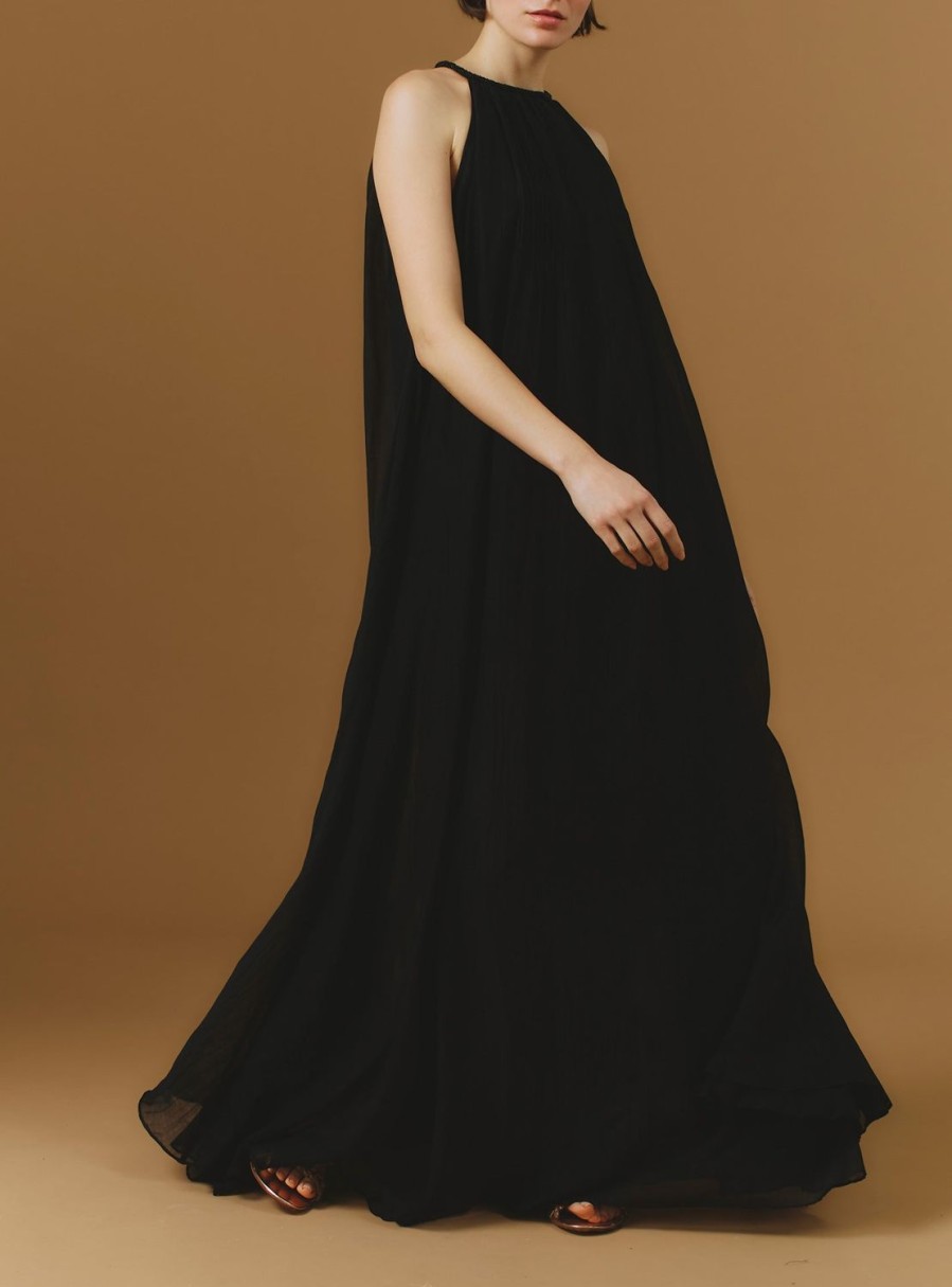 Dresses Thierry Colson | Zenith Long Dress - Chanderi Applique Black