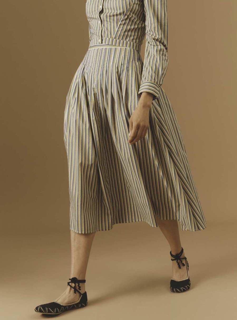 Skirts Thierry Colson | Zazou Skirt - Caviar Stripes Yellow