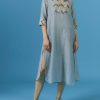 Dresses Thierry Colson | Angelica Knee Dress - Glitter Zig-Zag Embroidery Blue / Coral