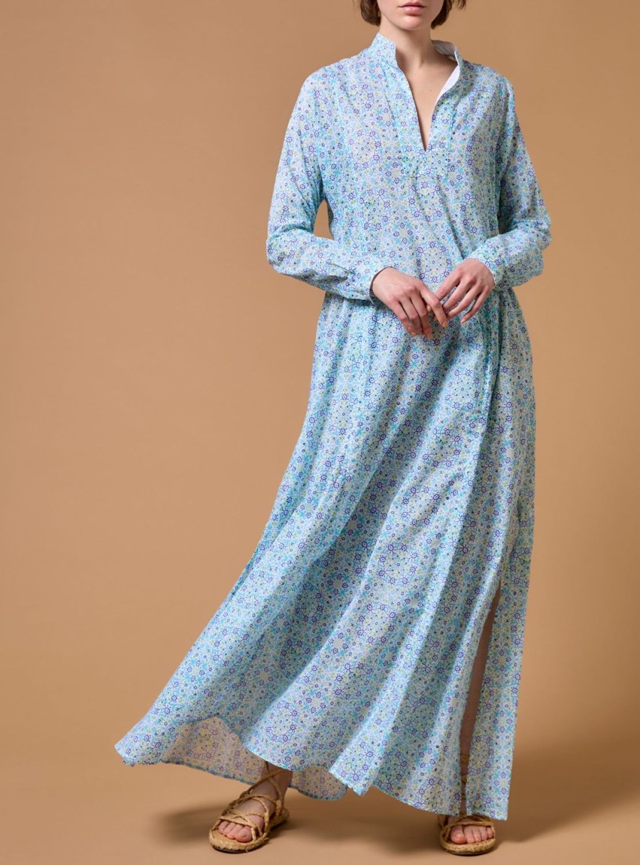 Dresses Thierry Colson | Parvati Kaftan Long - Mughal Blockprint Multico Blue