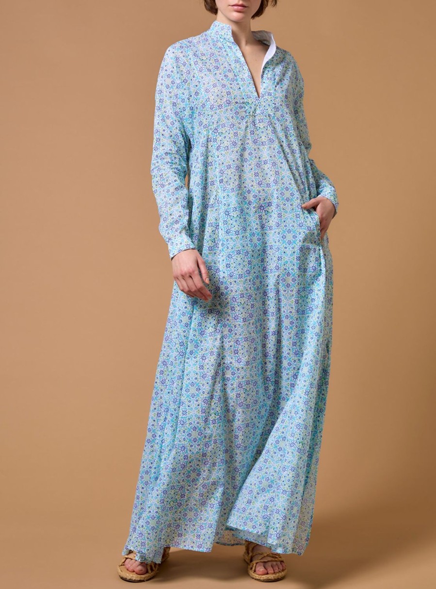 Dresses Thierry Colson | Parvati Kaftan Long - Mughal Blockprint Multico Blue