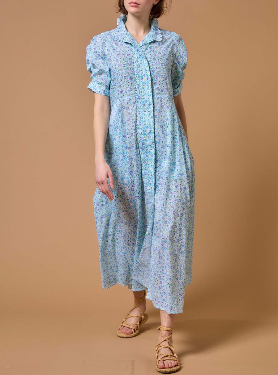 Dresses Thierry Colson | Venetia Dress - Mughal Blockprint Multico Blue