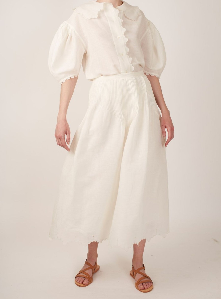 Skirts Thierry Colson | Verde Skirt - Barocco Scallops Off White