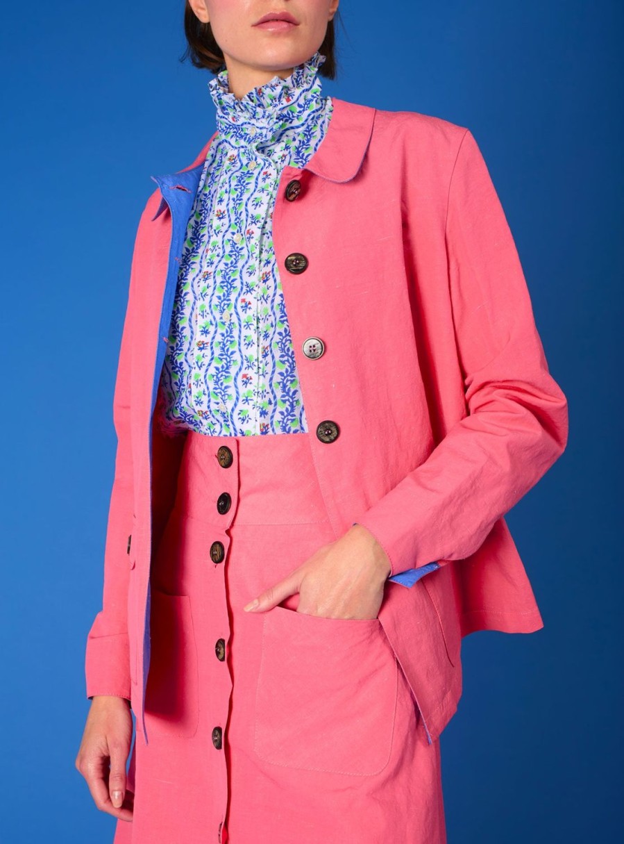 Tops Thierry Colson | Khan Jacket - The Gentle Gardener Bubblegum Lining Bluet