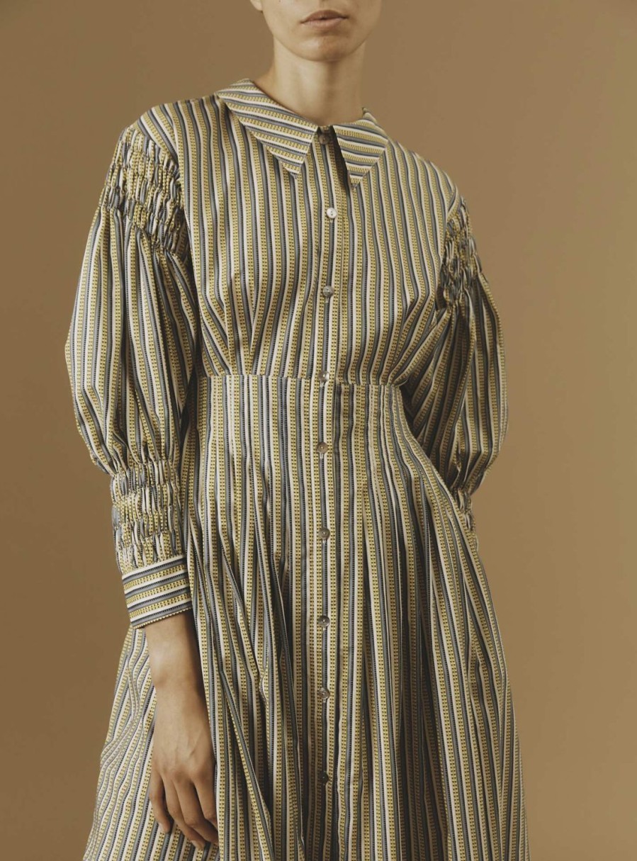 Dresses Thierry Colson | Zoe Long Dress - Caviar Stripes Yellow