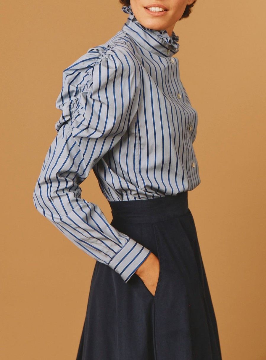 Tops Thierry Colson | Wind Blouse - County Grey Navy Stripes