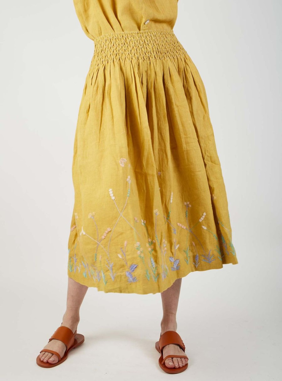 Skirts Thierry Colson | Verde Skirt - Wild Floral Embroidery Beige